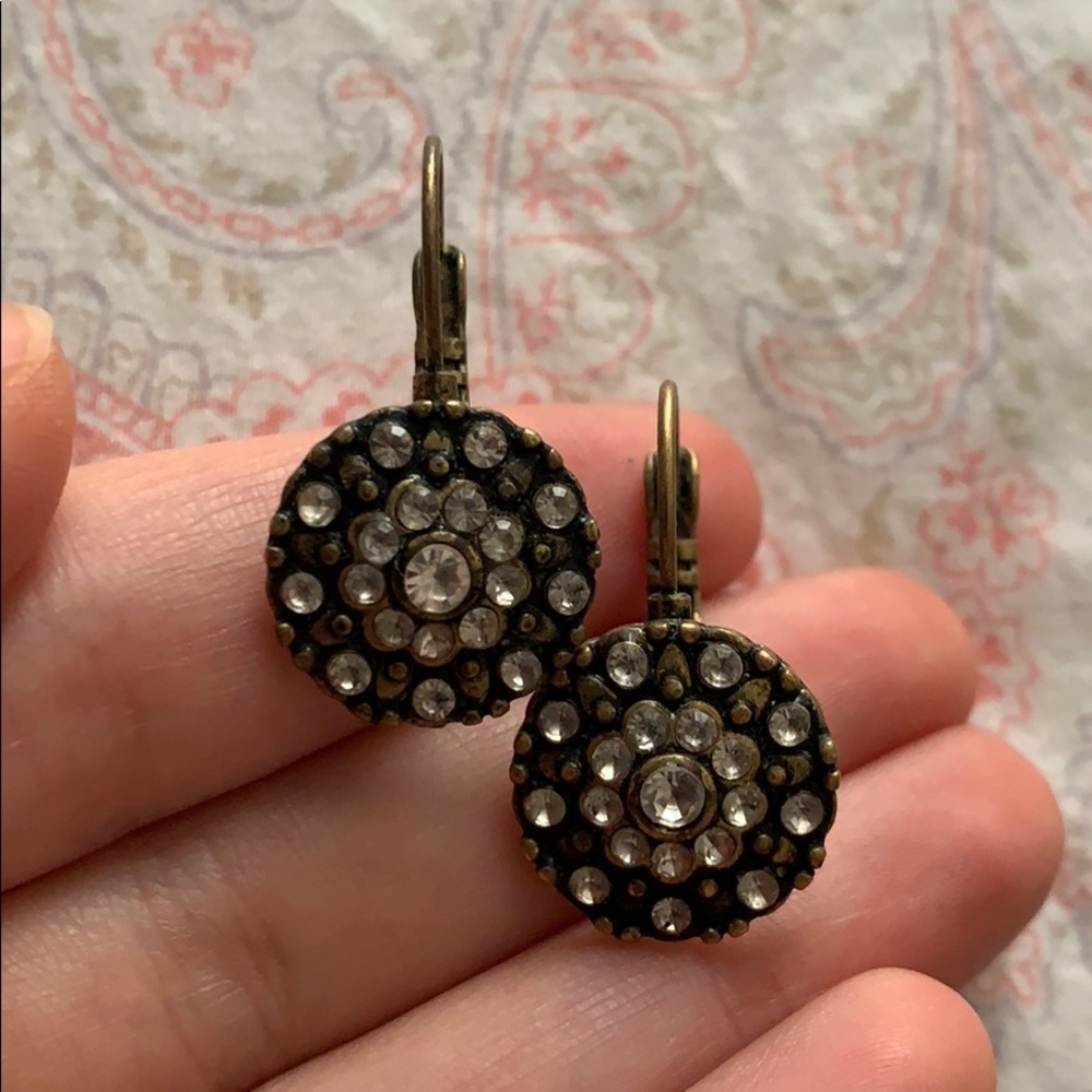 Vintage Crystal Brass Earrings